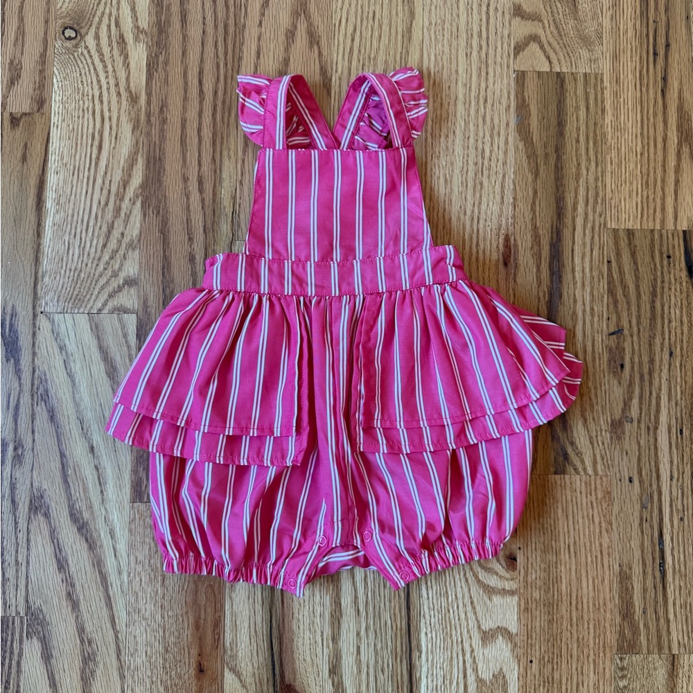Nordstrom Pink and White Striped Girl’s Romper •18m•